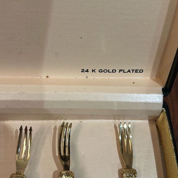 Vintage Janis collection 24k plated bamboo cocktail forks 26 pieces with knife - Picture 5 of 5